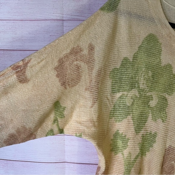 Anthropologie Floral‎ Linen Blend Knit Sweater Size Medium - Picture 4 of 5